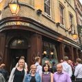 People gathered outside the "John Snow" pub at 39 Broadwick Street.