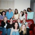 McCarthy Student Gathering on a red sofa