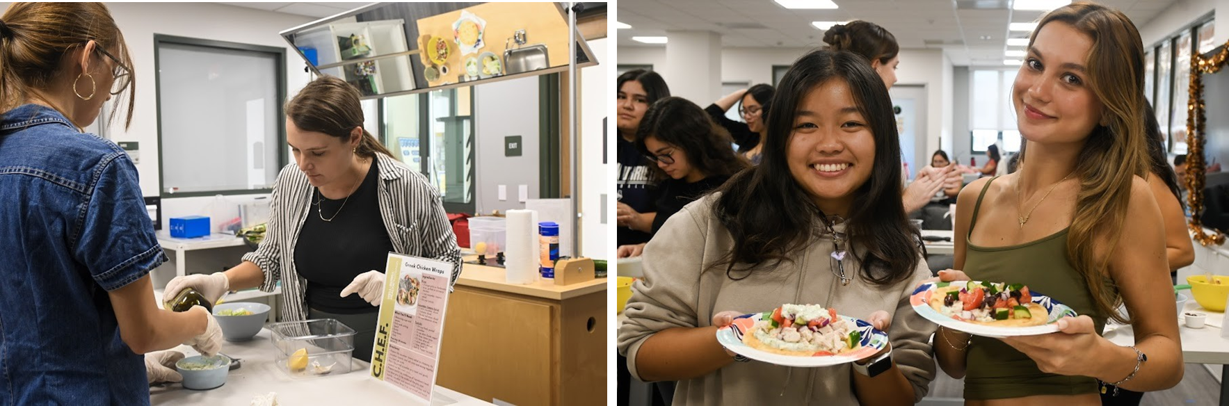 students baking a cake