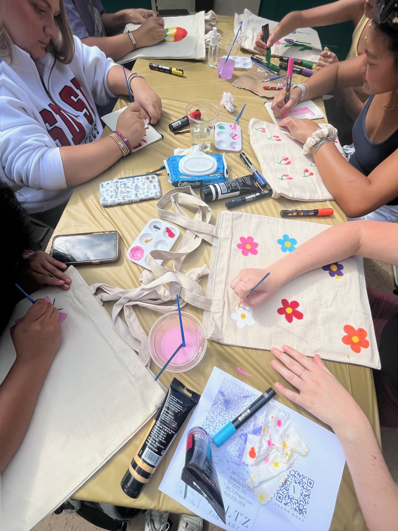 Students making bags