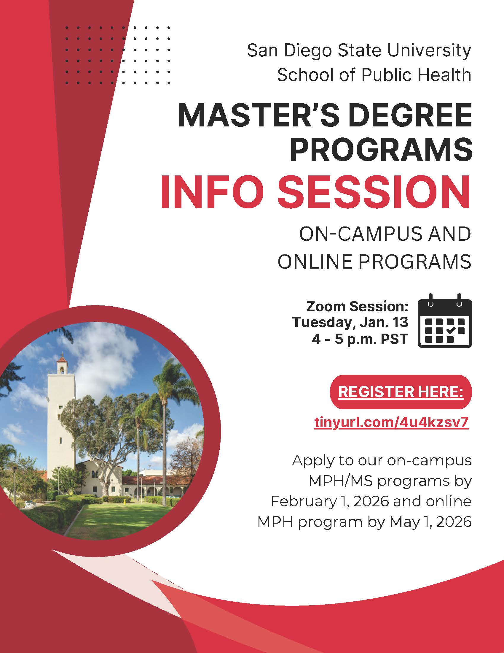 Information sessions for the SPH MPH graduate courses coming up